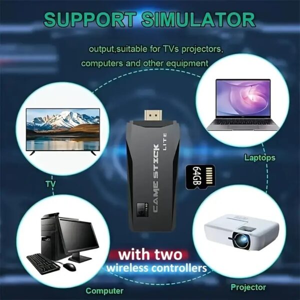M8 Portable Mini Gamepad, Plug & Play, With 2 Wireless Controllers And A 64G Micro SD Card, HDTV Game Console - Image 7