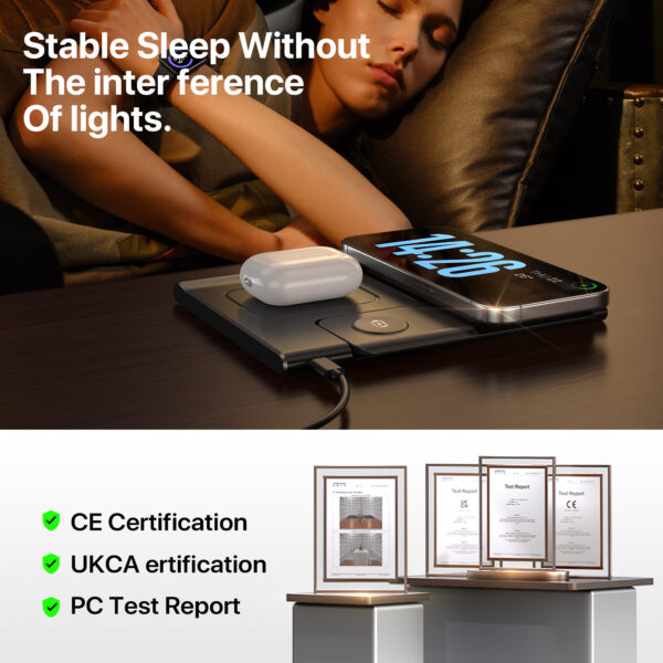 3 In 1 Wireless Charging Sation For Multiple Devices 15W Fast Charging Stand - Image 9