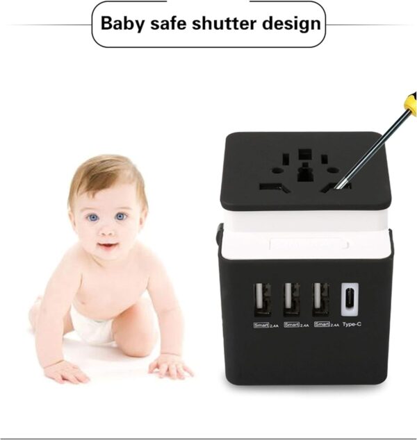 3 USB  1 Typc C International Power Adapter For Europe, UK, China, Australia, Japan And More 200 Countries - Image 9